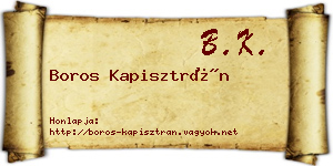 Boros Kapisztrán névjegykártya