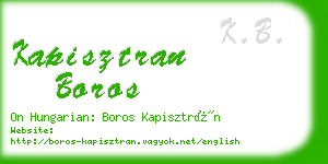 kapisztran boros business card